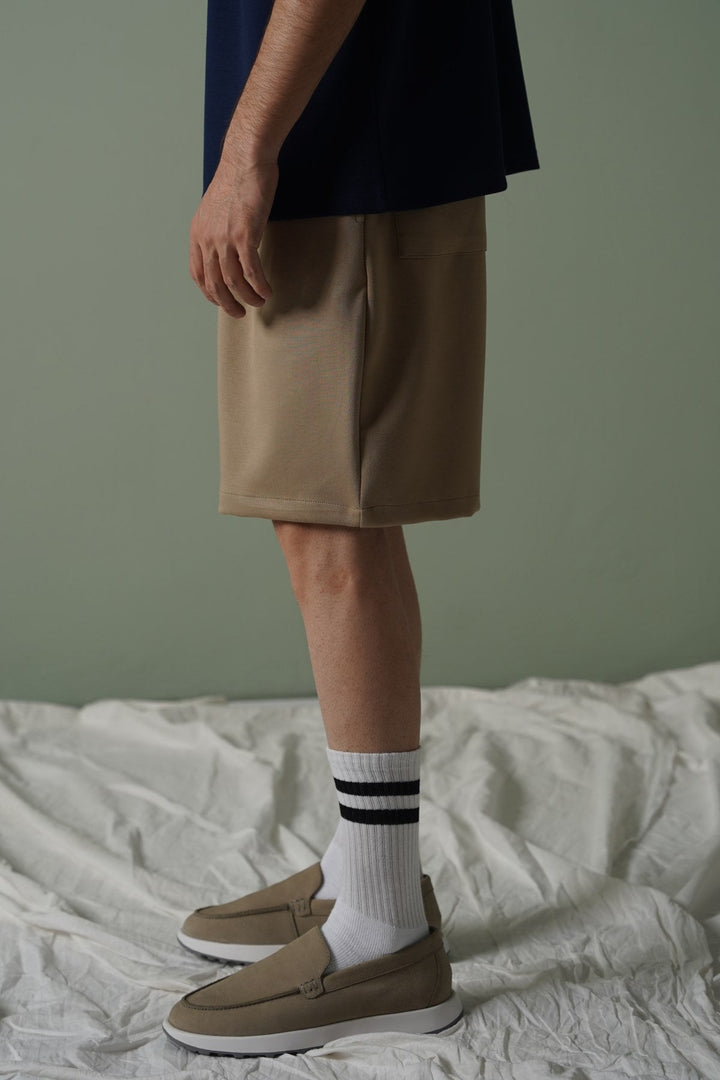 KHAKI KNITTED EASY SHORTS