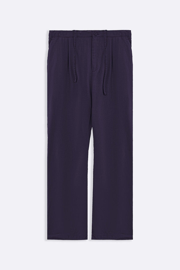MELANGE NAVY RELAXED TROUSERS