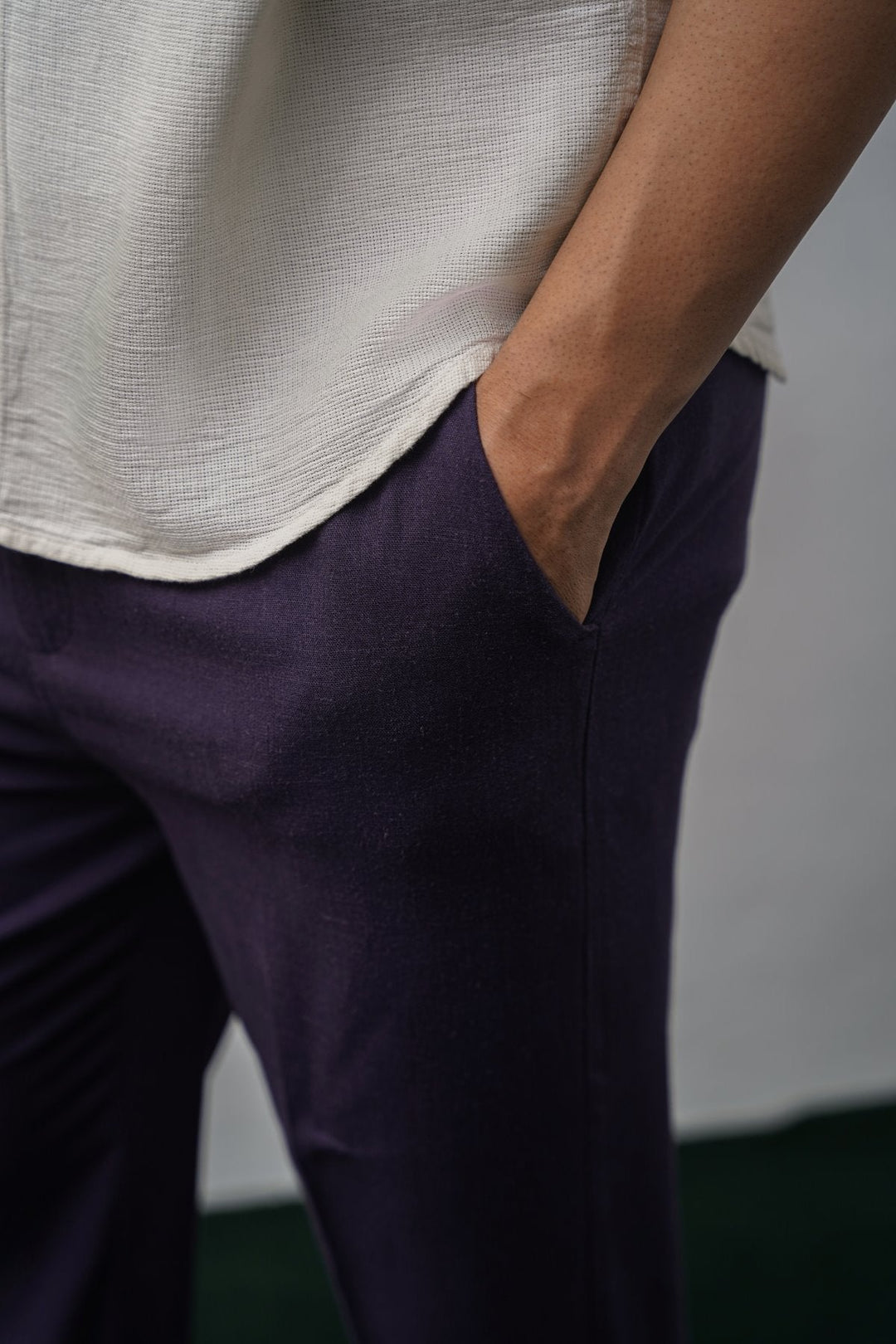 MELANGE NAVY RELAXED TROUSERS