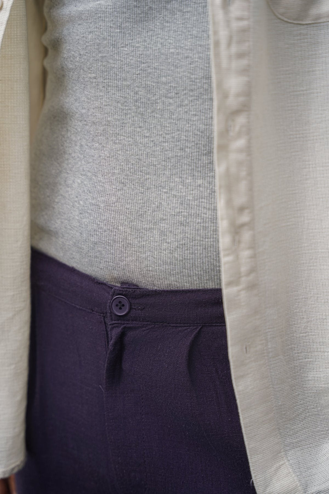MELANGE NAVY RELAXED TROUSERS