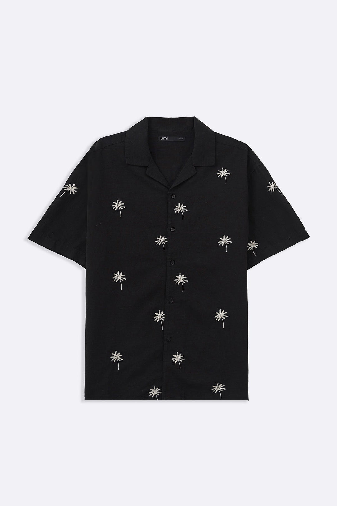 BLACK TROPICAL PALM SHIRT