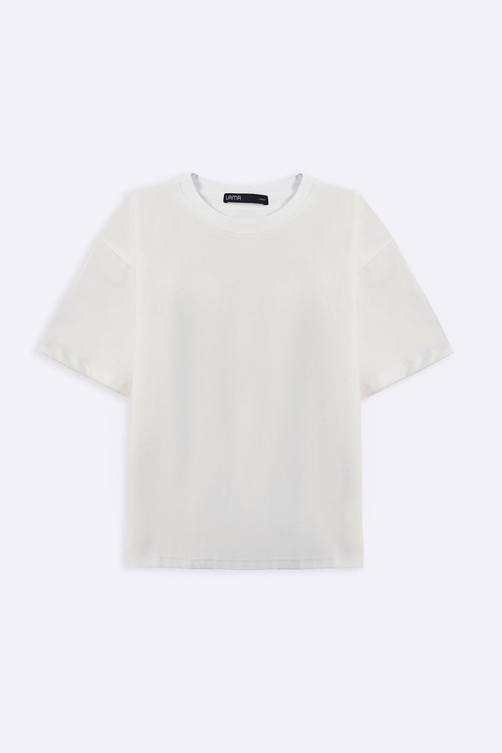 WHITE TEXTURED KNITTED CREW
