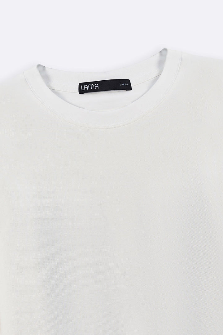WHITE TEXTURED KNITTED CREW