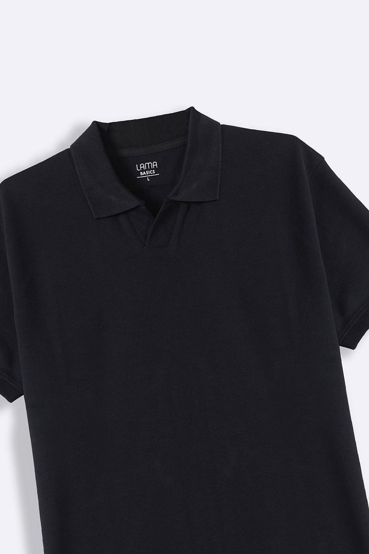 BLACK KNITTED POLO