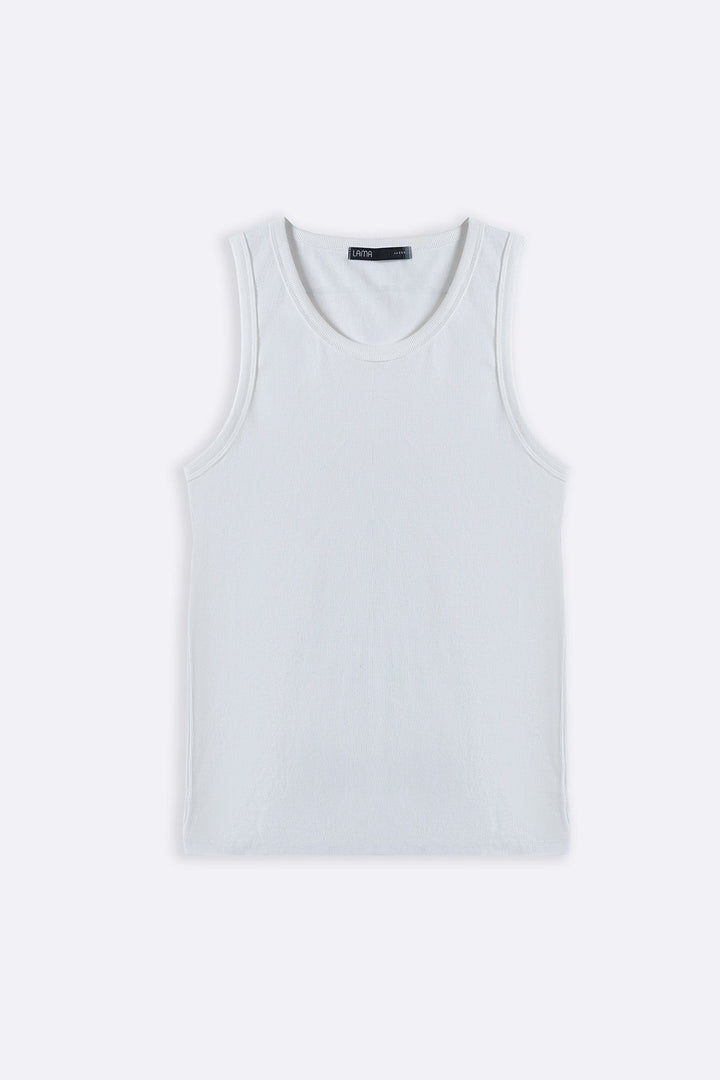 WHITE RIBBED TANK TOP