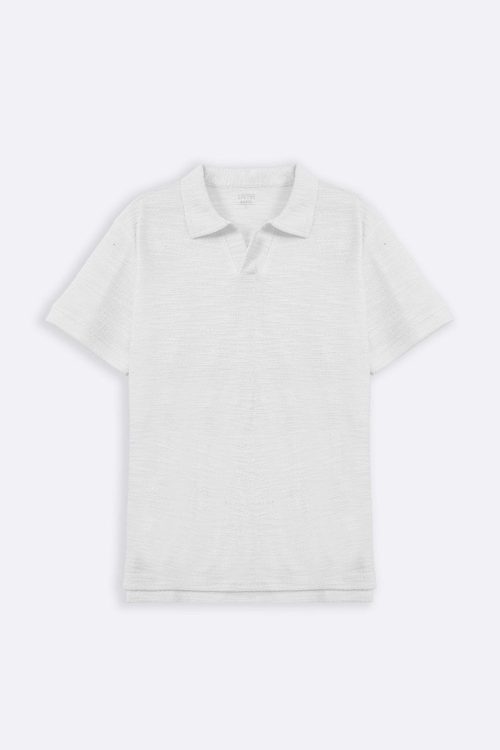 WHITE BOUCLE-KNIT POLO