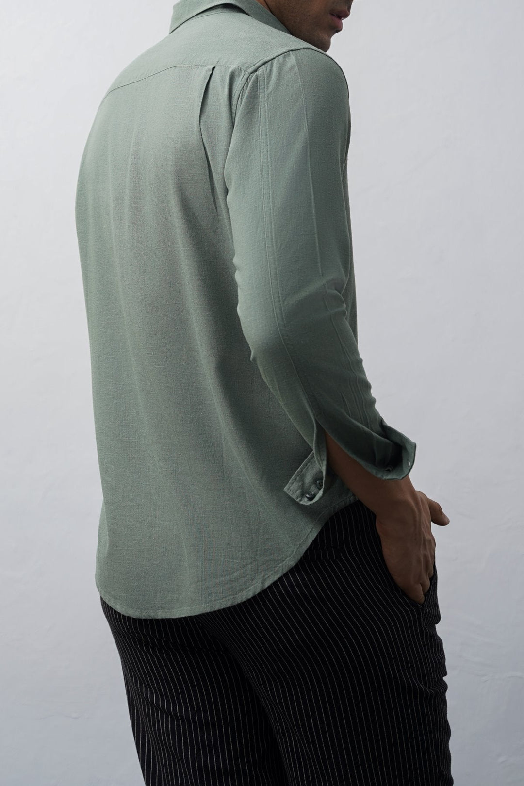 GREEN SHIRT WITH HIDDEN PLACKET