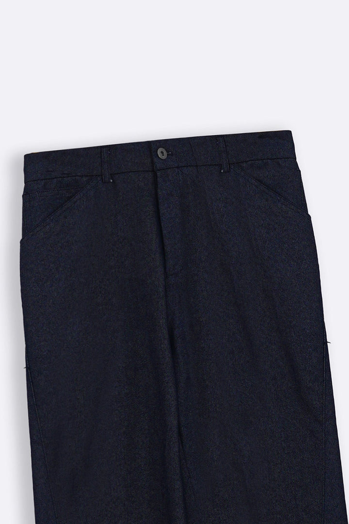 DARK BLUE TWILL LOOSE PANTS