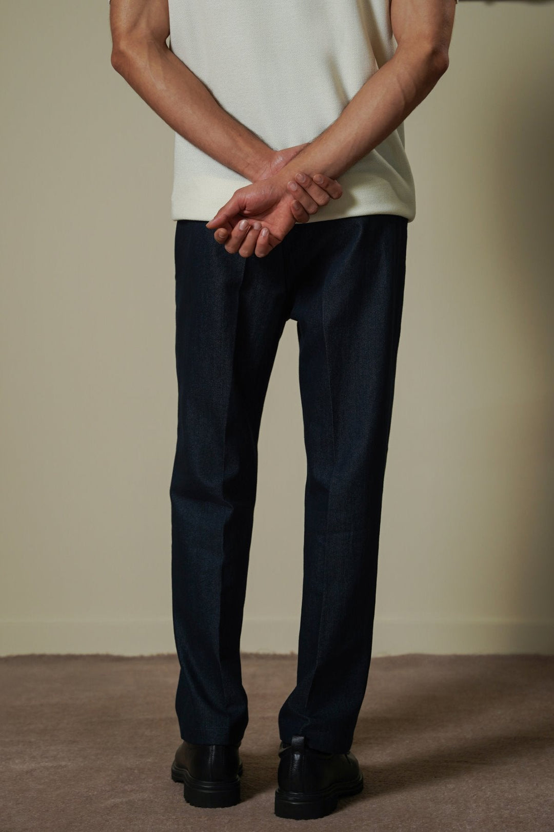 DARK BLUE TWILL LOOSE PANTS