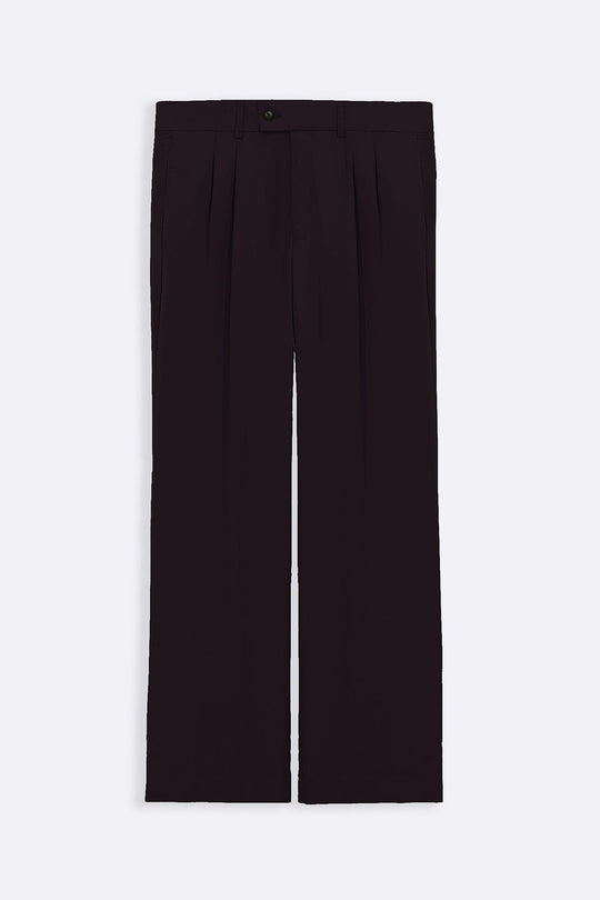 BROWN PLEATED TAILORED PANTS