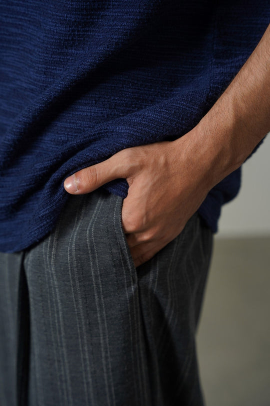 DARK GREY BAGGY PLEATED PANTS