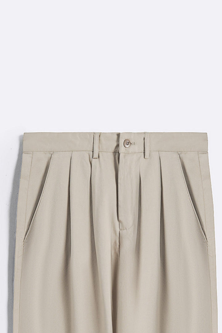 DOUBLE PLEAT TWILL PANTS