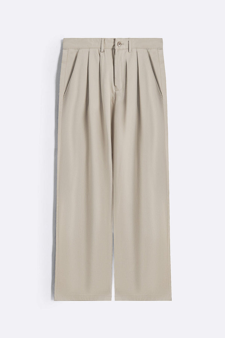 DOUBLE PLEAT TWILL PANTS