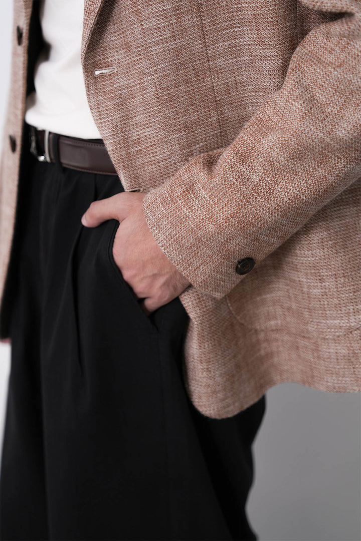 BLACK-DOUBLE PLEAT TWILL PANTS