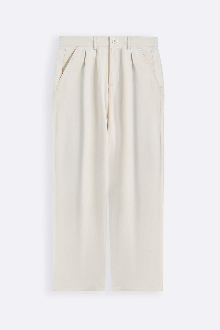 OFF WHITE-DOUBLE PLEAT TWILL PANTS