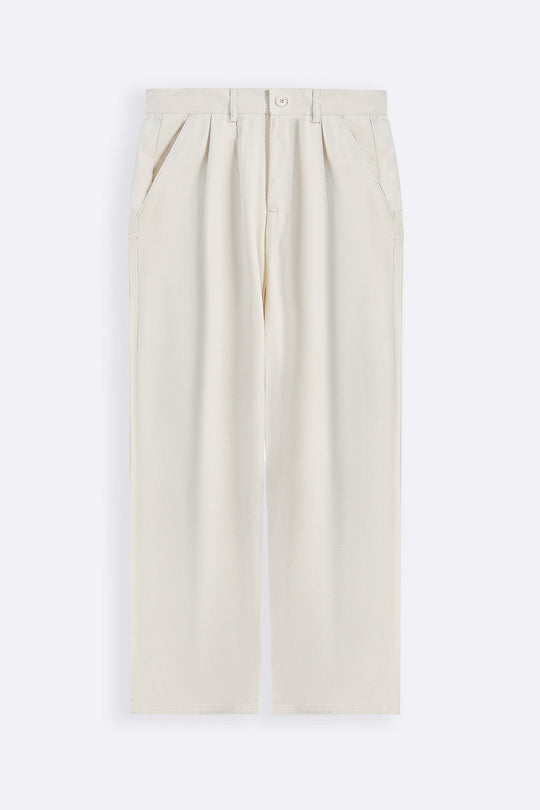 OFF WHITE-DOUBLE PLEAT TWILL PANTS