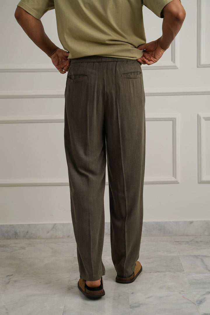 MOUSE GREY LINEN BLEND BAGGY PANTS