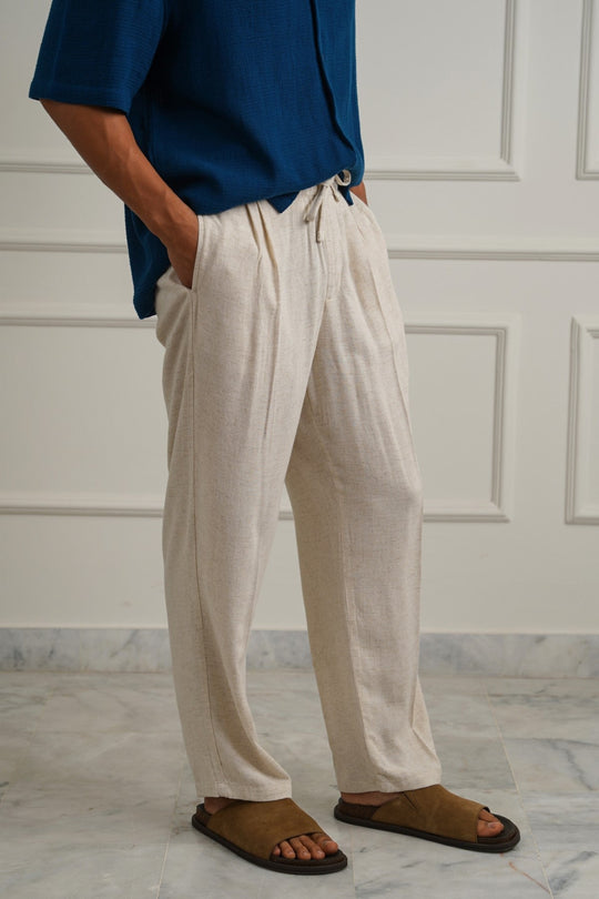 OAT MELANGE LINEN BLEND BAGGY PANTS