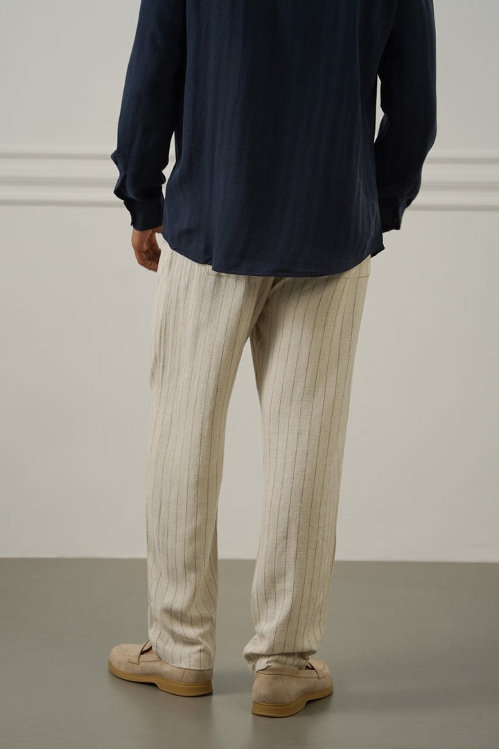 BEIGE PIN STRIPED TROUSERS