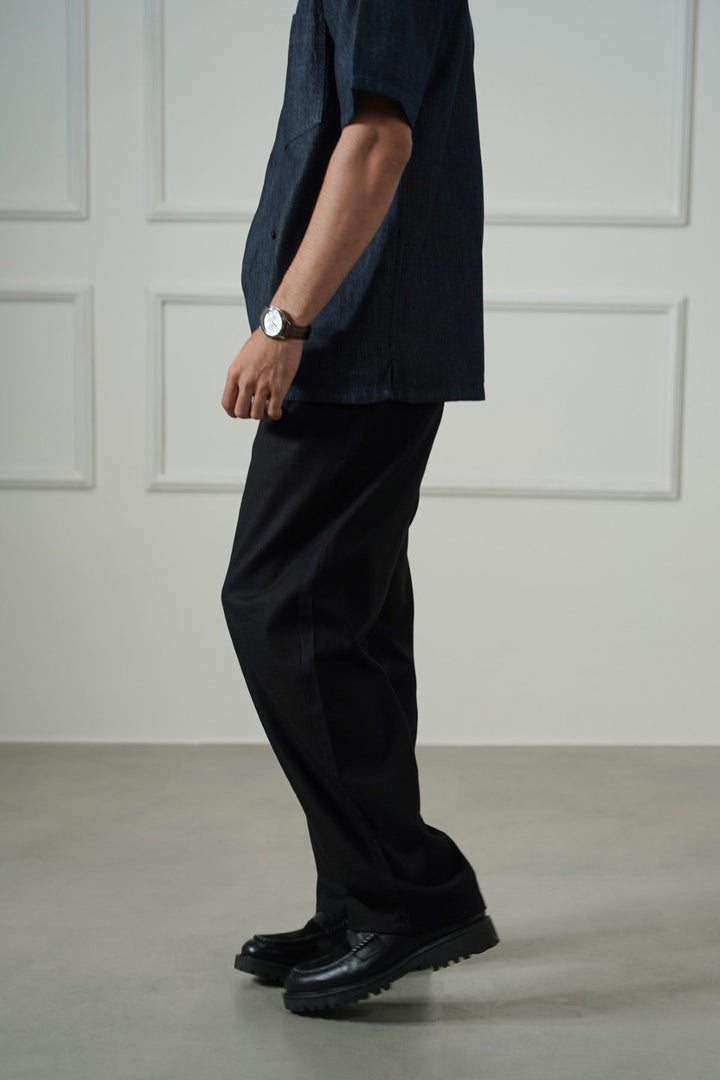 BLACK HEMP FIBER TROUSERS