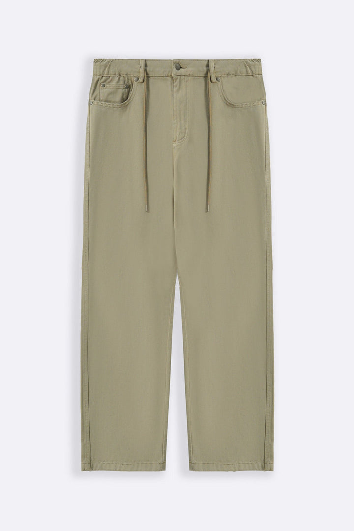 BEIGE PULL-ON TWILL JEANS