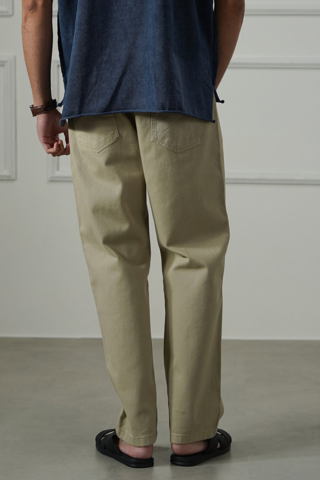 BEIGE PULL-ON TWILL JEANS