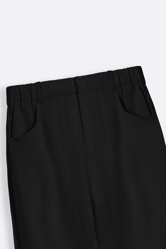 BLACK TWILL BAGGY PANTS