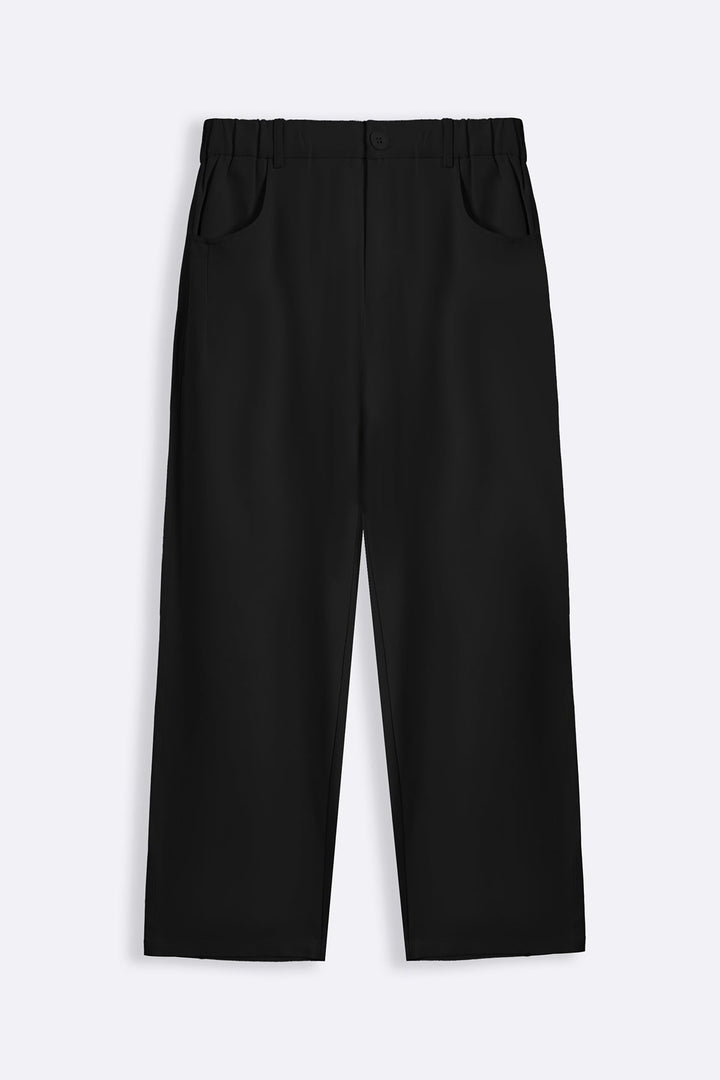 BLACK TWILL BAGGY PANTS