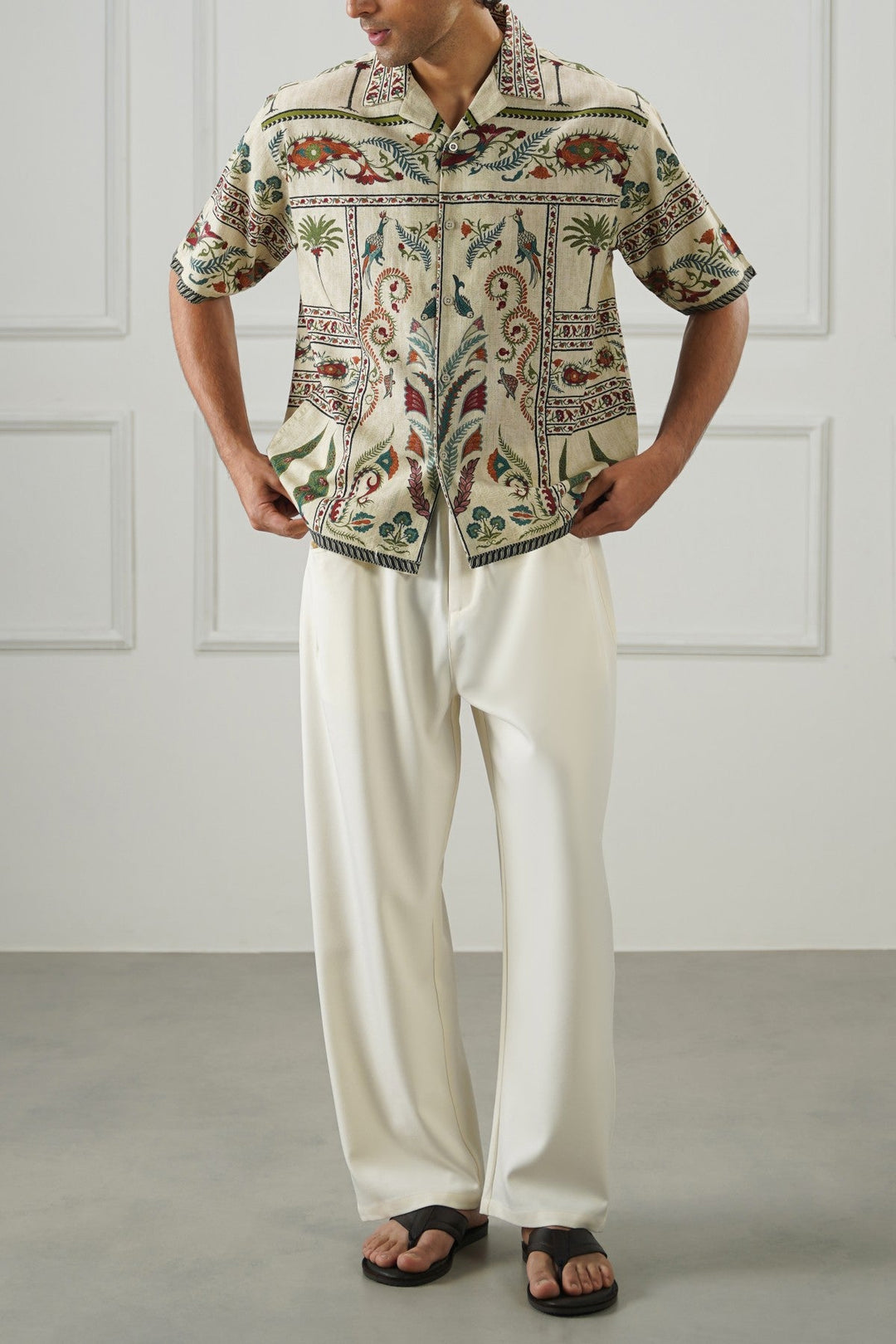 ECRU TWILL BAGGY PANTS
