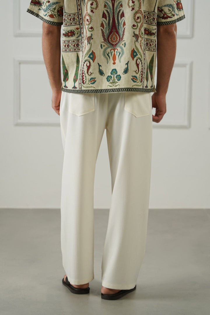 ECRU TWILL BAGGY PANTS