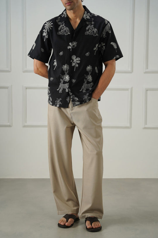 KHAKI TWILL BAGGY PANTS