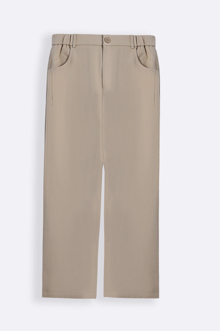 KHAKI TWILL BAGGY PANTS