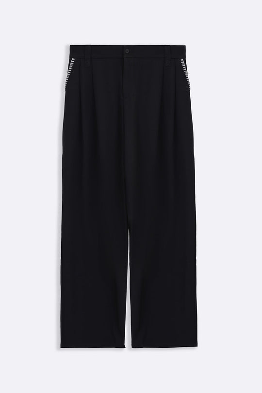 BLACK STITCH DETAIL TAILORED PANTS