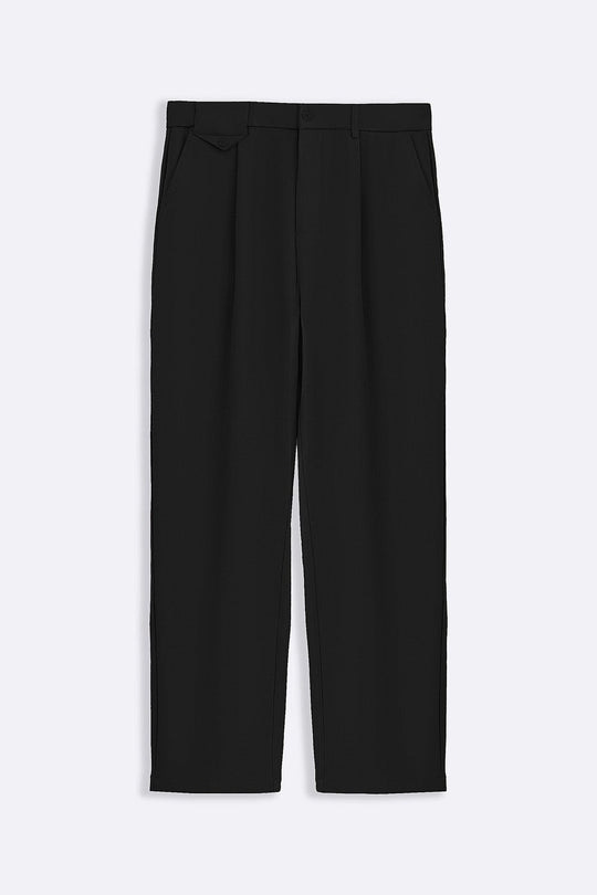 BLACK COIN POCKET DETAIL PANTS