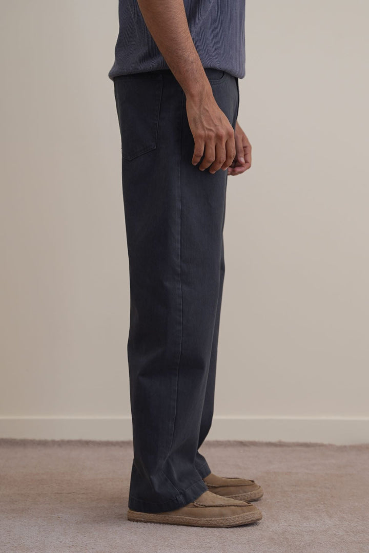 GREY TWILL BARREL JEANS