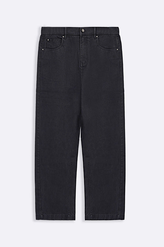 GREY TWILL BARREL JEANS
