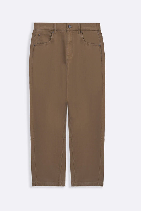 KHAKI TWILL BARREL JEANS