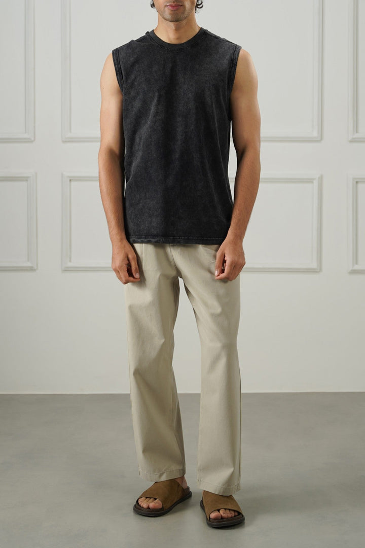 BEIGE EASY PLEATED PANTS