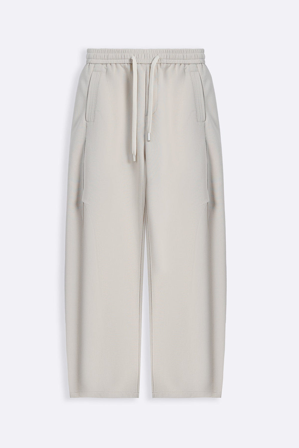BEIGE-PANELLED BARREL PANTS