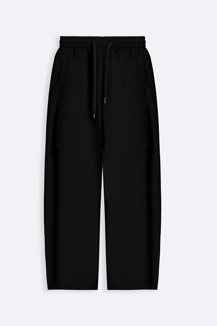 BLACK-PANELLED BARREL PANTS