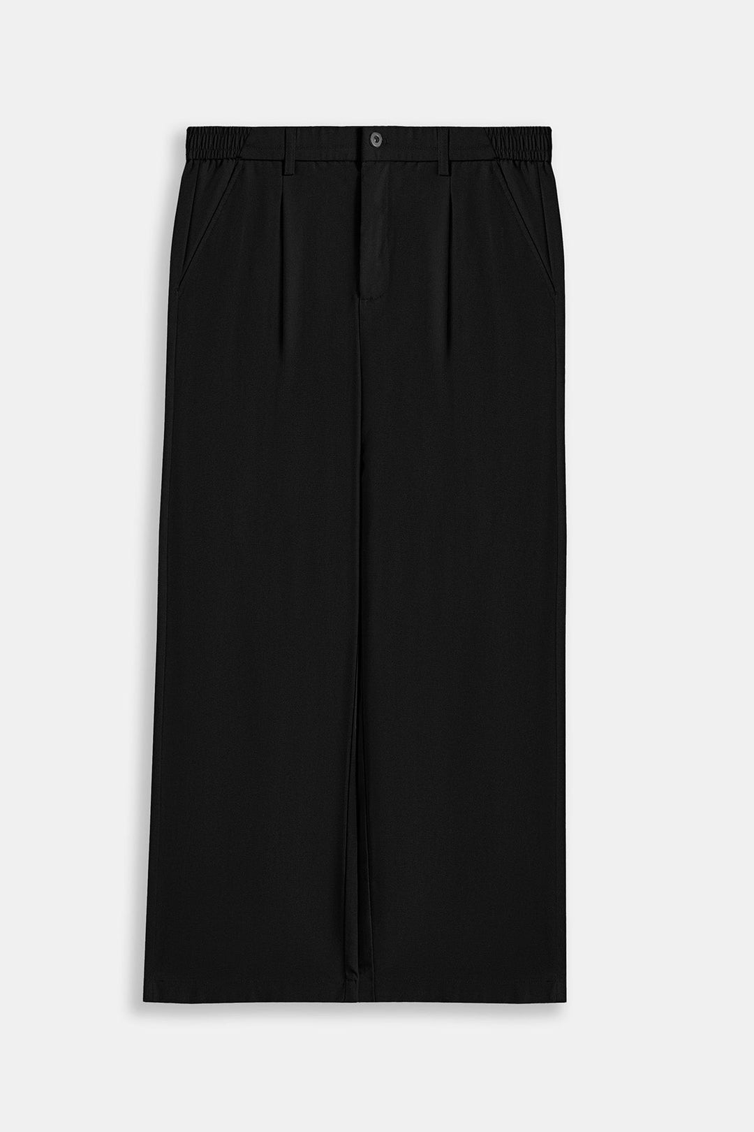 BLACK RELAXED FIT PLEATED PANTS