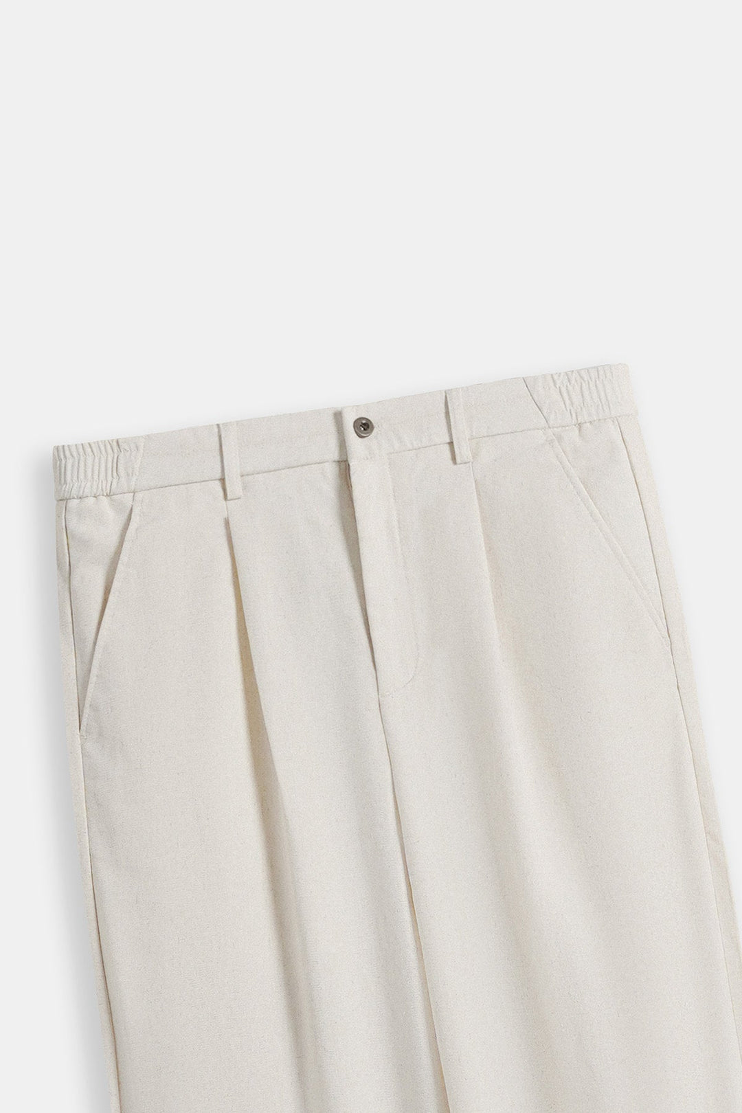 IVORY RELAXED FIT PLEATED PANTS