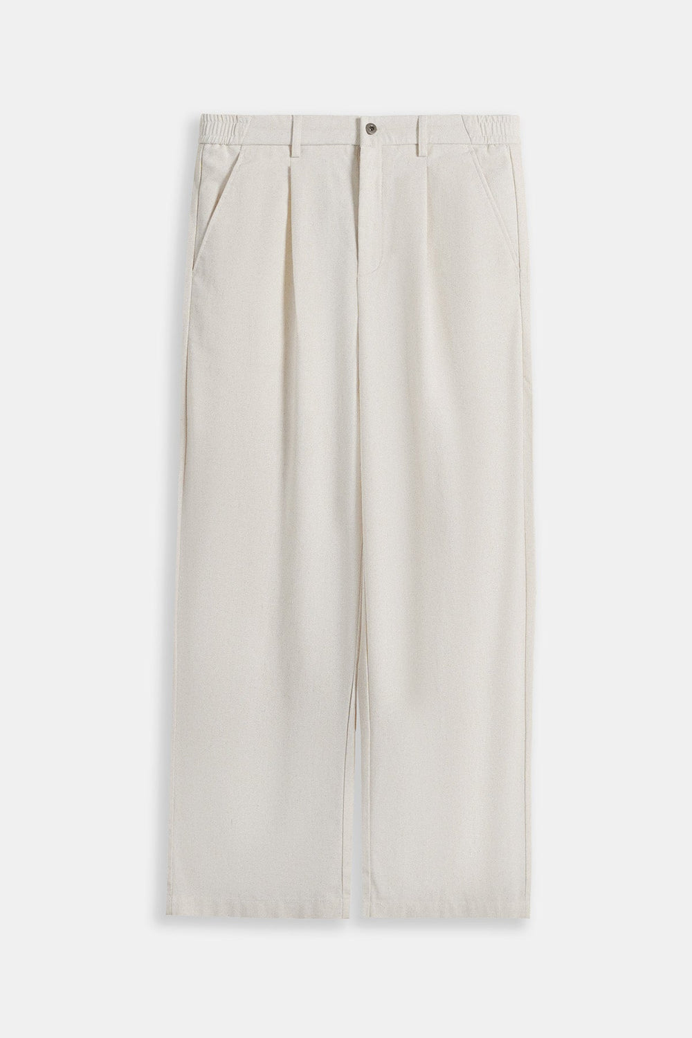 IVORY RELAXED FIT PLEATED PANTS