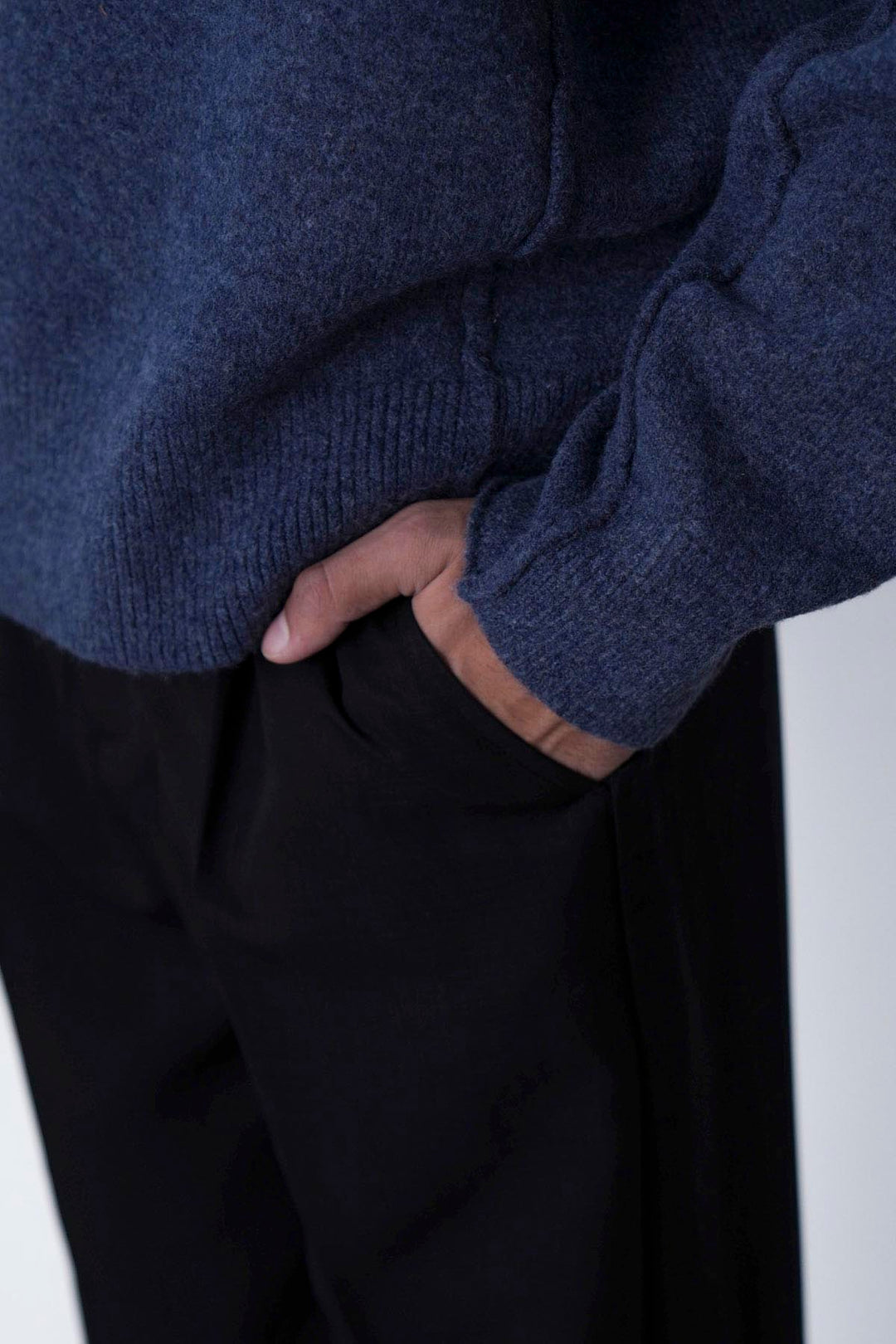 BLACK LINEN BLEND PANTS