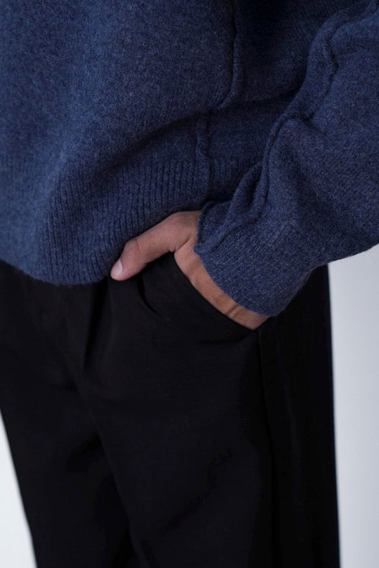 BLACK LINEN BLEND PANTS