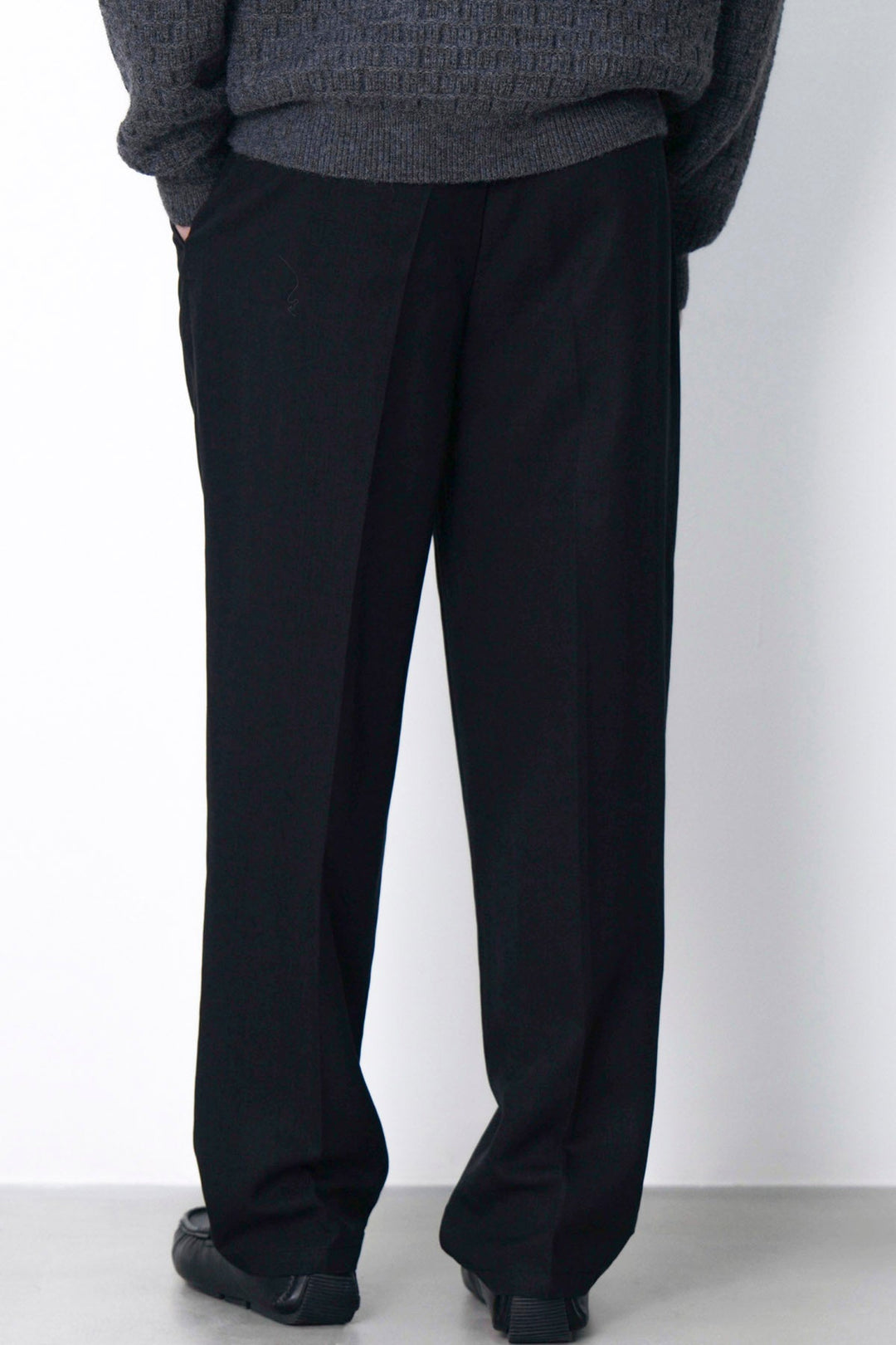 BLACK LINEN BLEND PANTS