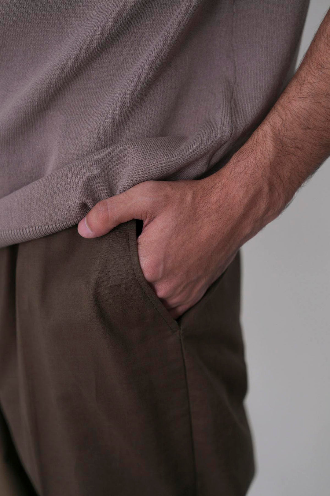 COFFEE LINEN BLEND PANTS
