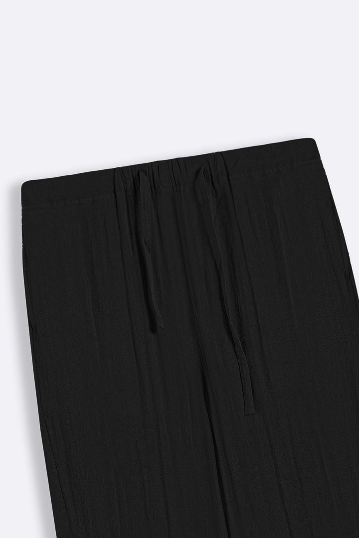 BLACK SUMMER SLUB PANTS