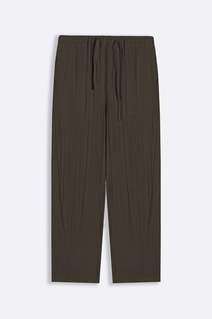 BROWN SUMMER SLUB PANTS