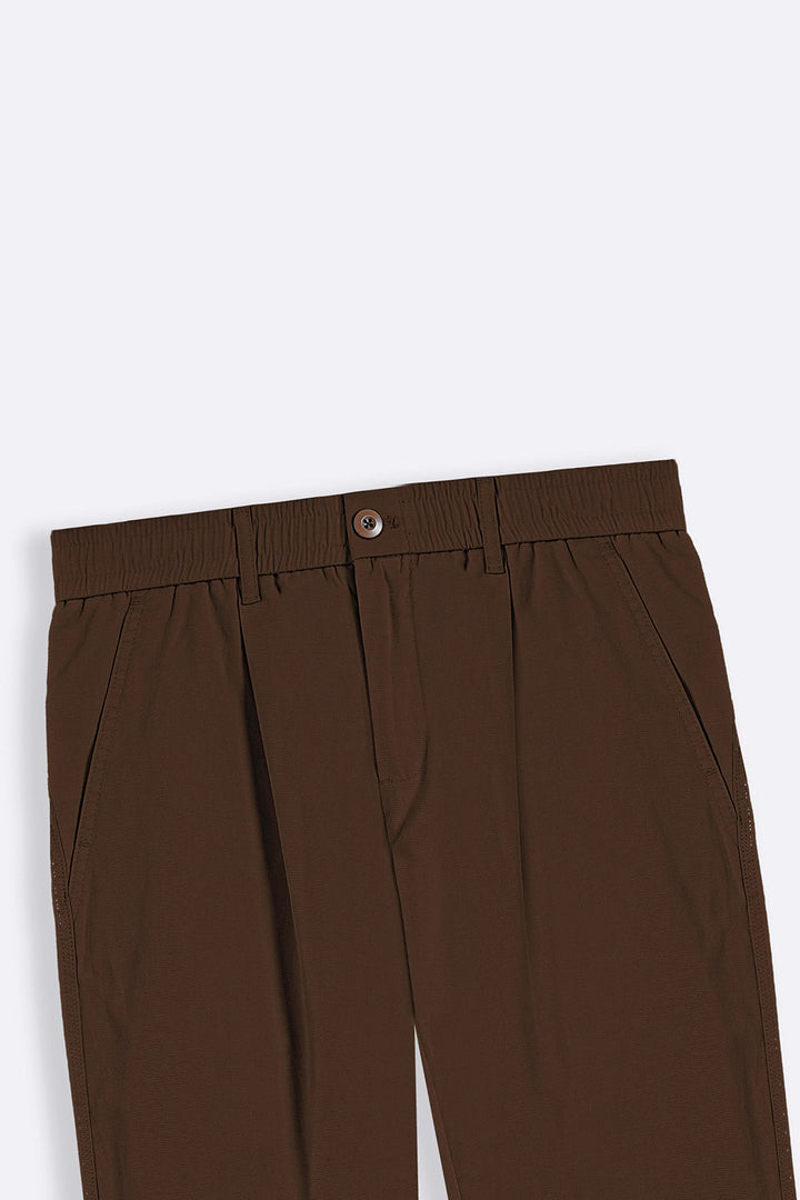 BROWN RELAXED PLEATED PANTS